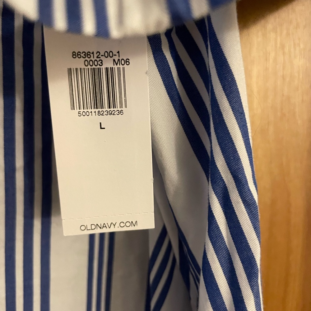 Blue and White Striped Dress